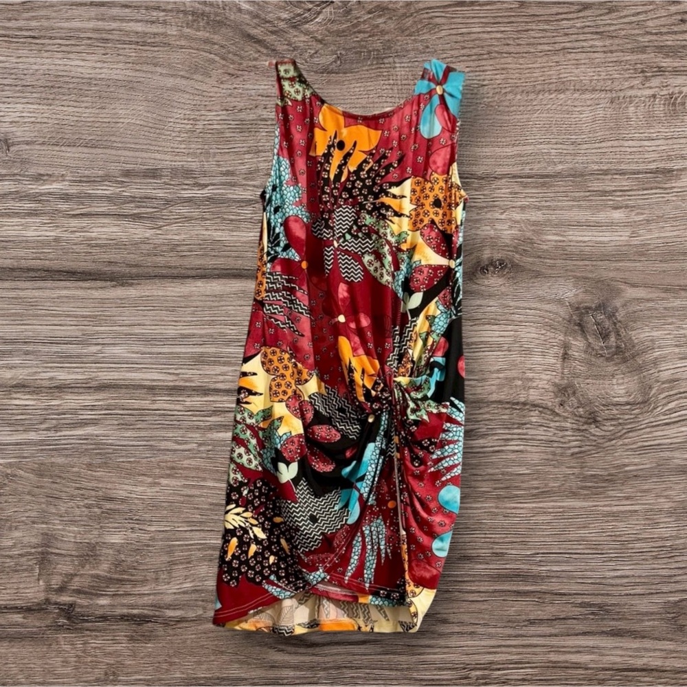 RR Fashion Colorful Abstract Ruched Dress